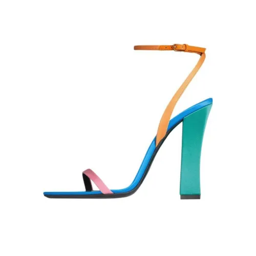 SAINT LAURENT Dominique One Ремешок Сандалии 11 см Женские Синие Розовые Желтые