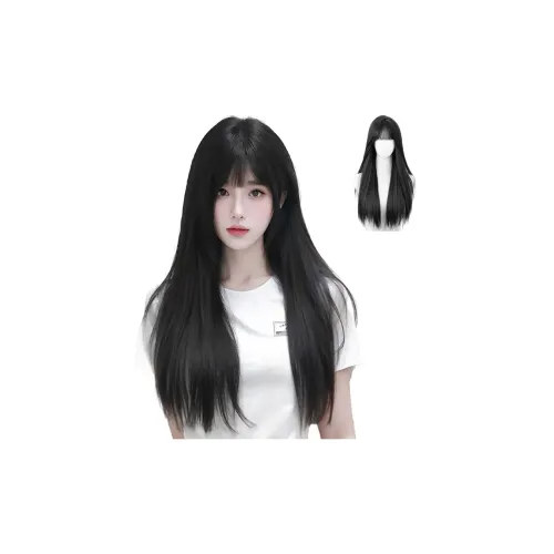 UMIFFA Черный длинный Straight Woman Парики Темный чай