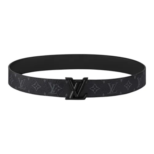 LOUIS VUITTON Покрытие Холст Кожаные Ремни Мужской Черный Ширина 4CM