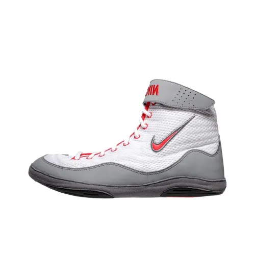 Nike Inflict Slip-Resistant Abrasion-Resistant High Top Training Shoes Men's White Gray Red Найк Инфликт Антизлипный Устойчивый к Износу Высокий Топ Тренировочные Кроссовки Мужские Белый Серый Красный