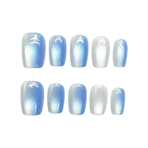 Song Biography Синий Градиентный Океанический Кошачий глаз Осветляющий Наращивание Ногтей 15 мм Короткий LADDER