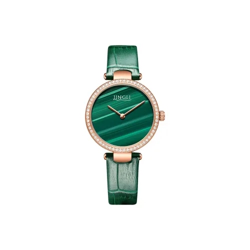 JINLERY Small Green Watch Women's Watch Кварцевый механизм Корова Кожа Ремешок Часы Женские Часы Синий Циферблат