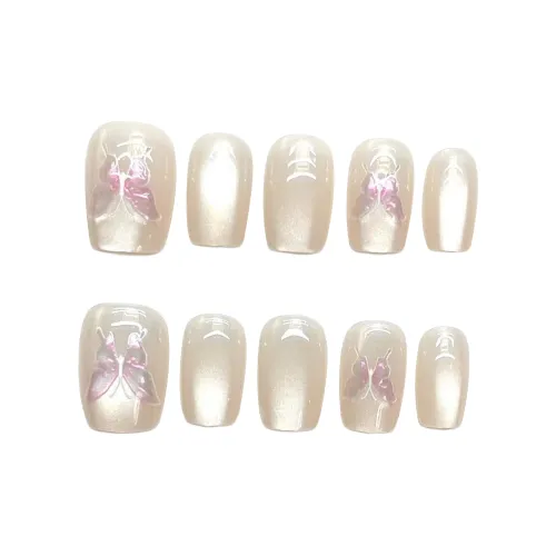 Song Biography Мягкий Белый Луна Бабочка 3D-эффект Осветляющий Nail Art 15мм Короткий ЛАДДЕР