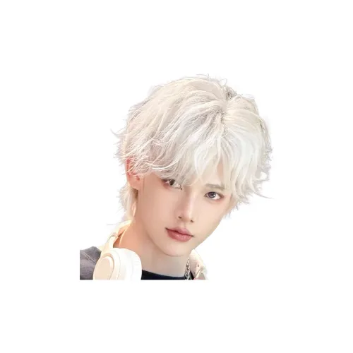 UMIFFA Белый золотой Men's Differential Crushed Lid Парики Белый