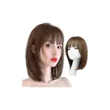 Полные человеческие волосы - 35 см - [холодный коричневый] - ручное плетение - разделенные