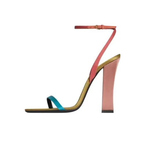 SAINT LAURENT Dominique One Ремешок Сандалии 11 см Женские Желтый Синий Розовый