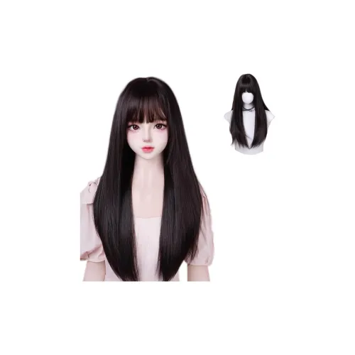 UMIFFA First Love Черный Длинный Straight Заколка для челки Парик Корейский стиль Модный тренд Темный чай