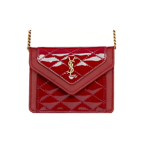 SAINT LAURENT Gaby Лоскутное шитье Коровья кожа Картхолдер Клатч Сумка через плечо Экстра мини Женские