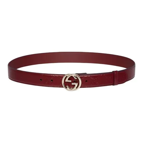 GUCCI Кожаные ремни Женские Красный Ширина 3 см