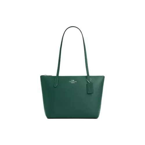 COACH Fiona Переработанная кожа Тоут Сумка Сумка для покупок Сумка на плечо Средний Женская Изумрудно-зеленый
