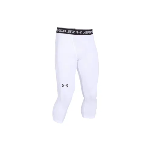 Under Armour HeatGear Компрессионные Леггинсы Мужские Белый Стальной Черный