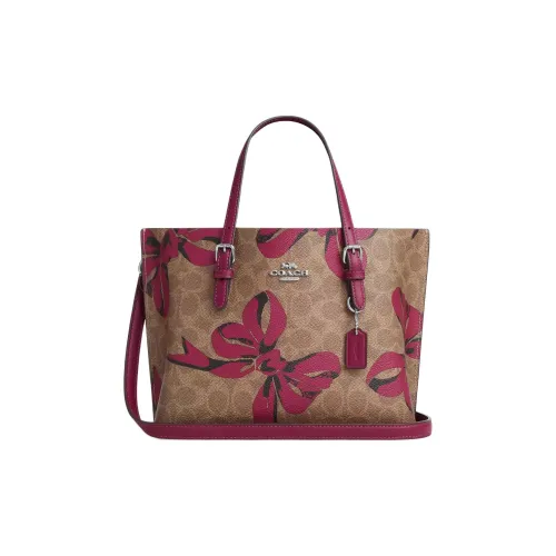 COACH Mollie Покрытый холст Тоут Сумка Сумка для покупок Сумка через плечо Сумка среднего размера Женская Хаки и Фиолетовая