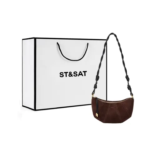 ST SAT Синтетическая кожа Спилок коровьей кожи Сумка через плечо Стандартная Женская Кофейно-коричневый Розово-красный Коричнево-красный