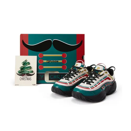 FILA FUSION FIRE XMAS Винтажные баскетбольные кроссовки Low Топ Fragrant Белоснежка/Высокогорный Зеленый Мужской