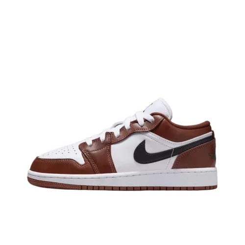 Jordan Air Jordan 1 Нижняя юбка Устойчивая к истиранию Низкий топ Детские баскетбольные кроссовки Черный Белый Коричневый