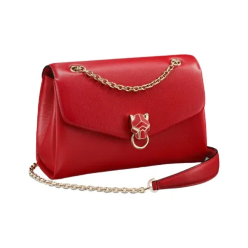 Cartier Сумка На Цепочке, Маленькая Модель, Panthère De Cartier Телячья Кожа Красного Цвета И Позолоченная Отделка