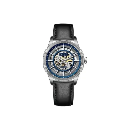 OBLVLO Автоматический механический механизм Часы Мужские Черный циферблат
