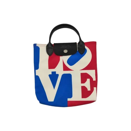 LONGCHAMP Robert Indiana Коллаборация Полиэстер Тоут Сумка Сумка для покупок Сумка на плечо Сумка Маленькая Женская Белая