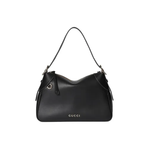 GUCCI GG Emblem Кожа Плечевая сумка Сумка Сумка через плечо Средняя Женская Черная