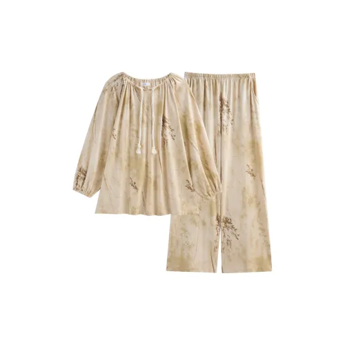 Same Language Пижамный комплект Женские Травяной Желтый Облачный дым