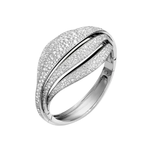 Cartier 18K Белое золото Черный лак Бриллиантовые браслеты Унисекс Серебряный