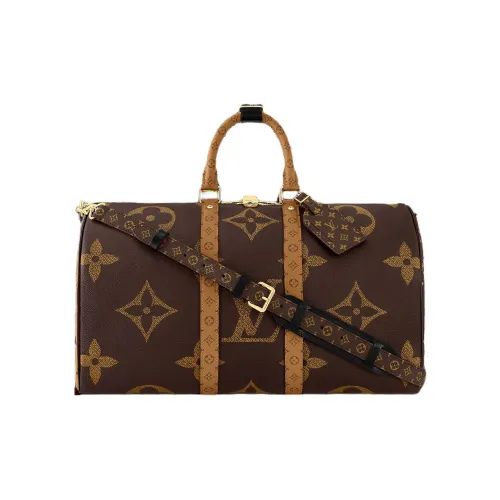 LOUIS VUITTON Keepall Покрытый холст Сумка через плечо Сумка Женская Классическая Коричневая