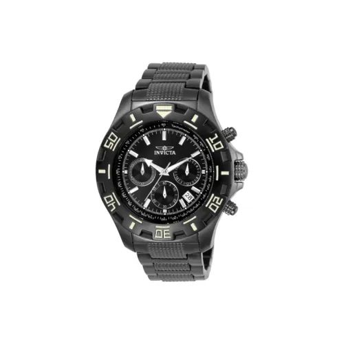 INVICTA Мужские часы Кварцевый механизм Ремешок из нержавеющей стали 46 мм Черный циферблат