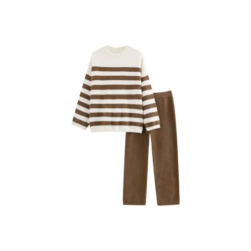 XIAFENYAN Пижамный комплект женский коричневый