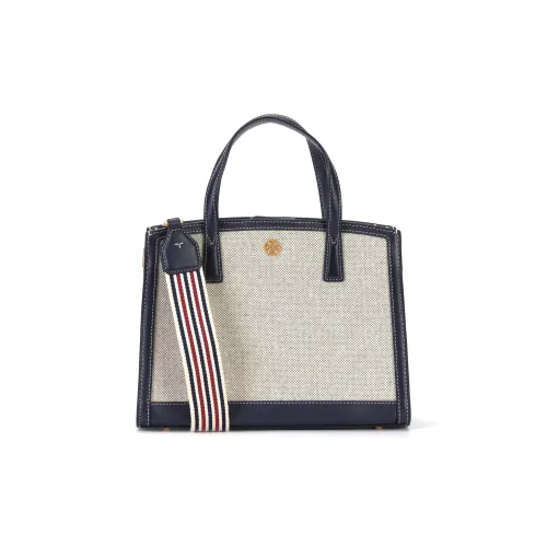 TORY BURCH Walker Кожа Через плечо Сумка Маленькая Женская Естественный Бежевый Морской Синий