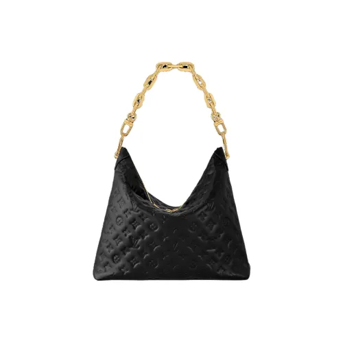LOUIS VUITTON Coussin Телячья кожа Сумка-хобо Портативная Сумка через плечо Сумка через плечо Средний Женская Черная
