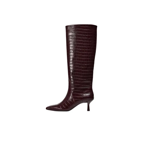 ZARA Женские высокие сапоги до колена, красного цвета