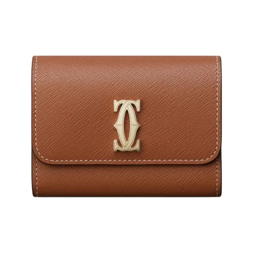Cartier C De Cartier Collection Кошелек из коровьей кожи Мини Женский Карамель