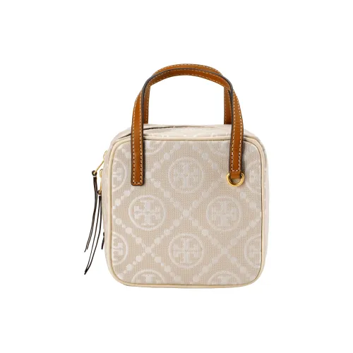 Tory Burch T Monogram Жаккард С кожаными вставками Комбинированная Сумка через плечо Сумка Женская Цвет Слоновая кость