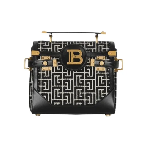 BALMAIN B Buzz Хлопок Сумка через плечо Сумка Женская Черная Белая