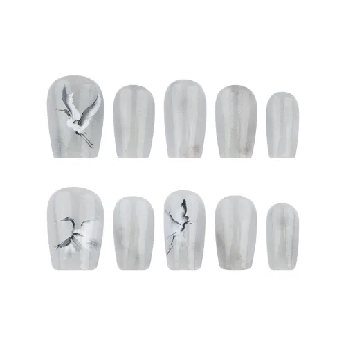 Song Biography Китайский стиль Чернила Журавль Осветляющий High END Наращивание Ногтей 15 мм Короткий ЛАДЬЯНКА