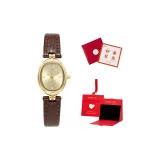 [Коробка "Сердцебиение" + Поздравительная открытка Набор] - Мокко Коричневый Золотой