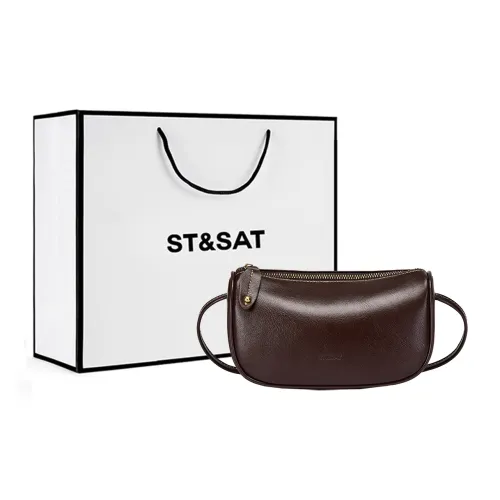 ST SAT Синтетическая кожа Спилок коровьей кожи Сумка через плечо Стандартная Женская Темно-кофейный Черный Абрикосовый Коричневый