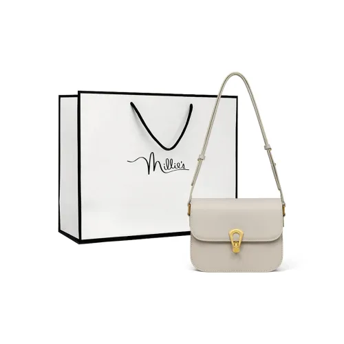 MILLIE'S Корова Кожа с Синтетической Кожей Подмышка Маленькая Квадратная Сумка Сумка через плечо Стандартная Женская Экрю