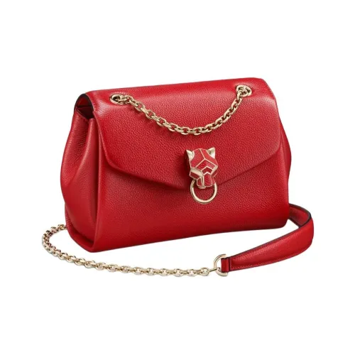 Cartier Сумка На Цепочке, Модель «мини», Panthère De Cartier Телячья Кожа Красного Цвета И Позолоченная Отделка