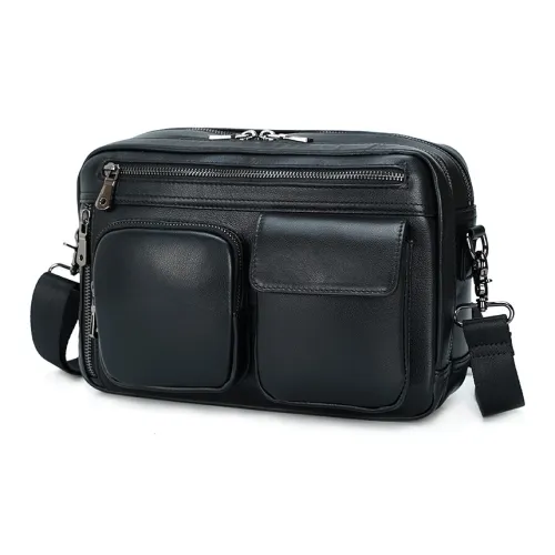 DOSRFINI Сумка через плечо из коровьей кожи Мужская Черная Светло-коричневая