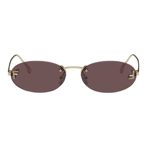 FENDI Металл OVAL SUNGLASSES Женские Золотой