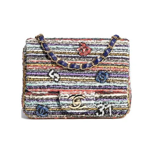 CHANEL Сумка через плечо с клапаном из смешанного волокна женская многоцветная