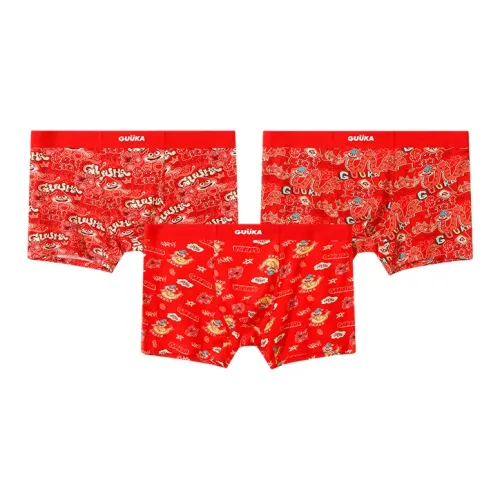 Guuka Мужское нижнее белье 3 штуки красного цвета