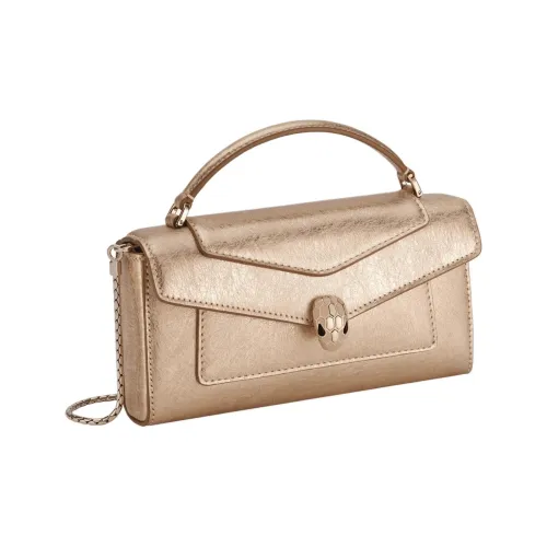 BVLGARI Телячья кожа Сумка на одно плечо Женская Золотая