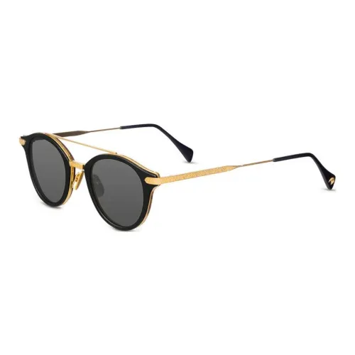 STEFANO RICCI Рог буйвола Галванизированный Золотой OVAL SUNGLASSES Унисекс Черный