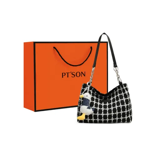 PT'SON Ткань Тоут Сумка Сумка для покупок Сумка на плечо Женская Черная