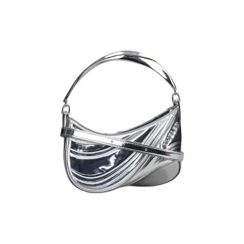 Mugler Телячья кожа Сумка на плечо Женская серебряная