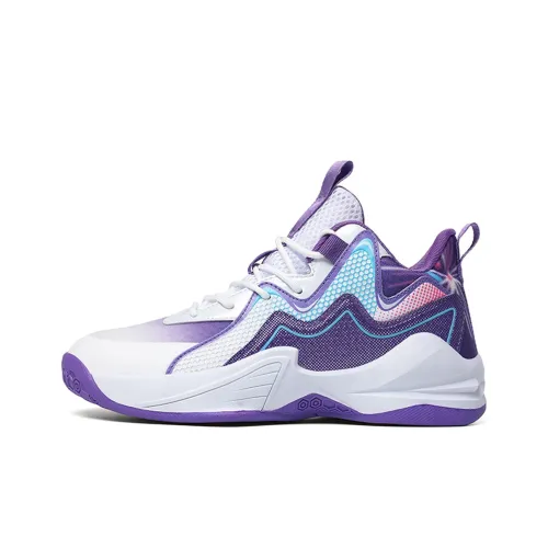 Meiretu Slip-Resistant Super Light Coating MID Баскетбольные кроссовки Unisex Белый Фиолетовый