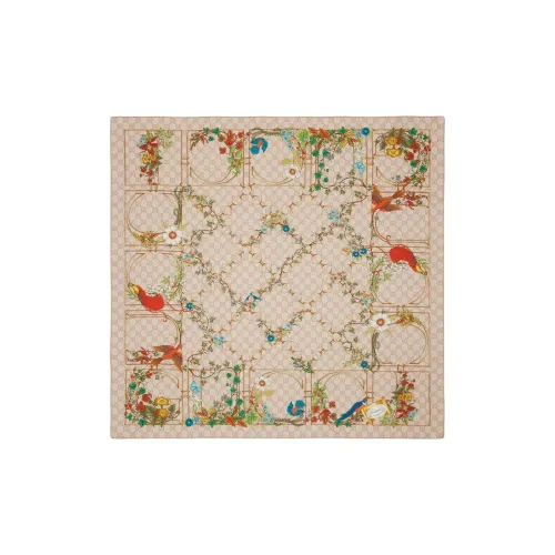 GUCCI Шелковые шарфы Женские Белый Многоцветный