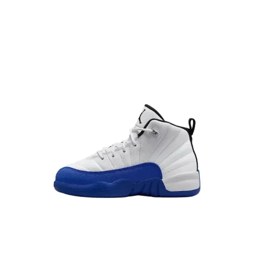 Jordan Air Джордан 12 Противоскользящие устойчивые к истиранию высокие детские баскетбольные кроссовки белые и синие
